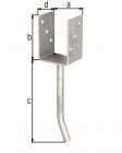 Alberts U-Pfostenträger/Betonanker Rundstahl VA zEinbet. BxH 71x100mm L Anker 200mm