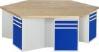 RAU Werkbank Modell 4092 B2700 x T2340 x H890 mm Gestell RAL7035 Ausstatung RAL5010