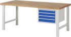 RAU Werkbank Modell 7133 B2000 x T900 x H840 mm, Gestell RAL7035, Ausstatung RAL5010