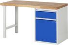 RAU Werkbank Modell 7502 B1500 x T700 x H840 mm, Gestell RAL7035, Ausstatung RAL5010