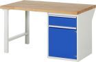 RAU Werkbank Modell 7502 B1500 x T900 x H840 mm, Gestell RAL7035, Ausstatung RAL5010