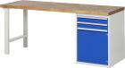 RAU Werkbank Modell 7503 B2000 x T700 x H840 mm, Gestell RAL7035, Ausstatung RAL5010