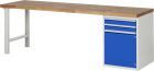 RAU Werkbank Modell 7503 B2500 x T700 x H840 mm, Gestell RAL7035, Ausstatung RAL5010