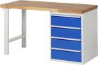 RAU Werkbank Modell 7509 B1500 x T900 x H840 mm, Gestell RAL7035, Ausstatung RAL5010