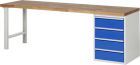 RAU Werkbank Modell 7509 B2500 x T700 x H840 mm, Gestell RAL7035, Ausstatung RAL5010