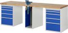 RAU Werkbank Modell 7511A0 B2500 x T700 x H840 mm Gestell RAL7035 Ausstatung RAL5010