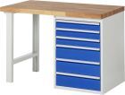 RAU Werkbank Modell 7515A1 B1250 x T700 x H840 mm Gestell RAL7035 Ausstatung RAL5010