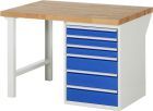 RAU Werkbank Modell 7515A1 B1250 x T900 x H840 mm Gestell RAL7035 Ausstatung RAL5010