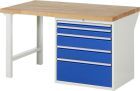 RAU Werkbank Modell 7611 B1500 x T900 x H840 mm, Gestell RAL7035, Ausstatung RAL5010