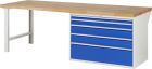 RAU Werkbank Modell 7711 B2500 x T900 x H840 mm, Gestell RAL7035, Ausstatung RAL5010