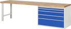 RAU Werkbank Modell 7711 B3000 x T700 x H840 mm, Gestell RAL7035, Ausstatung RAL5010