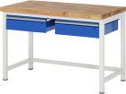 RAU Werkbank Modell 8002 B1250 x T700 x H840 mm, Gestell RAL7035, Ausstatung RAL5010
