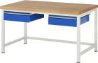 RAU Werkbank Modell 8002 B1500 x T900 x H840 mm, Gestell RAL7035, Ausstatung RAL5010