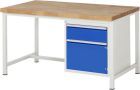 RAU Werkbank Modell 8152 B1500 x T900 x H840 mm, Gestell RAL7035, Ausstatung RAL5010