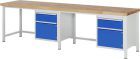 RAU Werkbank Modell 8152 B3000 x T700 x H840 mm, Gestell RAL7035, Ausstatung RAL5010