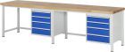 RAU Werkbank Modell 8162 B3000 x T700 x H840 mm, Gestell RAL7035, Ausstatung RAL5010