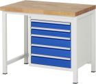 RAU Werkbank Modell 8171 B1000 x T700 x H840 mm, Gestell RAL7035, Ausstatung RAL5010