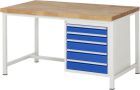 RAU Werkbank Modell 8171 B1500 x T900 x H840 mm, Gestell RAL7035, Ausstatung RAL5010