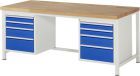 RAU Werkbank Modell 8182 B2000 x T900 x H840 mm, Gestell RAL7035, Ausstatung RAL5010
