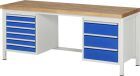 RAU Werkbank Modell 8183 B2000 x T700 x H840 mm, Gestell RAL7035, Ausstatung RAL5010