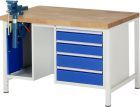 RAU Werkbank Modell 8185 B1250 x T900 x H840 mm, Gestell RAL7035, Ausstatung RAL5010