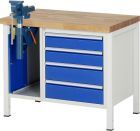 RAU Werkbank Modell 8185 B1000 x T700 x H840 mm, Gestell RAL7035, Ausstatung RAL5010