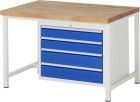 RAU Werkbank Modell 8262 B1250 x T900 x H840 mm, Gestell RAL7035, Ausstatung RAL5010