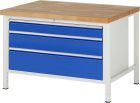 RAU Werkbank Modell 8359 B1250 x T900 x H840 mm, Gestell RAL7035, Ausstatung RAL5010