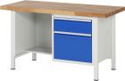 RAU Werkbank Modell 8451 B1500 x T700 x H840 mm, Gestell RAL7035, Ausstatung RAL5010
