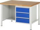 RAU Werkbank Modell 8452 B1250 x T900 x H840 mm, Gestell RAL7035, Ausstatung RAL5010