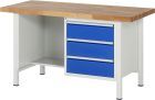 RAU Werkbank Modell 8452 B1500 x T700 x H840 mm, Gestell RAL7035, Ausstatung RAL5010