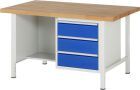 RAU Werkbank Modell 8452 B1500 x T900 x H840 mm, Gestell RAL7035, Ausstatung RAL5010