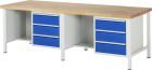 RAU Werkbank Modell 8452 B2500 x T900 x H840 mm, Gestell RAL7035, Ausstatung RAL5010