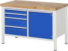 RAU Werkbank Modell 8470 B1250 x T700 x H840 mm, Gestell RAL7035, Ausstatung RAL5010