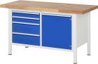RAU Werkbank Modell 8470 B1500 x T700 x H840 mm, Gestell RAL7035, Ausstatung RAL5010
