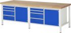 RAU Werkbank Modell 8470 B2500 x T900 x H840 mm, Gestell RAL7035, Ausstatung RAL5010