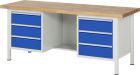 RAU Werkbank Modell 8554 B2000 x T700 x H840 mm, Gestell RAL7035, Ausstatung RAL5010