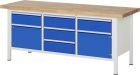 RAU Werkbank Modell 8568 B2000 x T700 x H840 mm, Gestell RAL7035, Ausstatung RAL5010