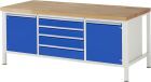 RAU Werkbank Modell 8752 B2000 x T900 x H840 mm, Gestell RAL7035, Ausstatung RAL5010