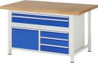 RAU Werkbank Modell 8922 B1500 x T900 x H840 mm, Gestell RAL7035, Ausstatung RAL5010