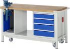 RAU Werkbank mit absenkbarem Fahrgestell Modell 8185 B 1500 mm x T 700 mm x H 880 mm