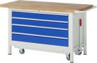 RAU Werkbank mit absenkbarem Fahrgestell Modell 8362 B 1500 mm x T 700 mm x H 880 mm