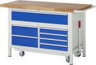 RAU Werkbank mit absenkbarem Fahrgestell Modell 8921 B 1500 mm x T 700 mm x H 880 mm