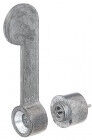 Alberts Vorreiber, Zink, Druckguss, Distanzstück Ø10 mm, Vorreiber 60 mm , Karte à 2 St.