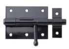Alberts Bolzenriegel mit befestigter Schlaufe schwarz Platte 80x63mm Länge 116mm