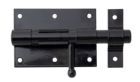 Alberts Bolzenriegel mit befestigter Schlaufe schwarz Platte 95x67mm Länge 135mm