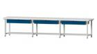 Anke Arbeitstisch Modell 205 RAL 7035 / 5010 mit 6 x Hängeschubladen