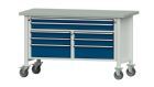 Anke Kastenwerkbank mit ZBP Blechbelagplatte 40 mm V1500 Modell 259 V blaue Schublade