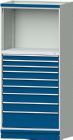 Anke Modulschrank Modell 4006 Maße 715 x 720 x 2200 mm 9 blaue Schubladen
