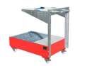 Bauer Fahrbare Auffangwanne 1450 x 1195 x 800 mm Lochplattenwand LPW 200 4 feuerrot